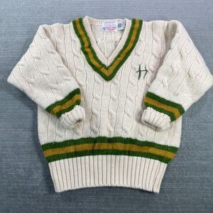 Vintage Club Colours Sweater S Cricket Cream Wool Cable Fisherman Pullover H